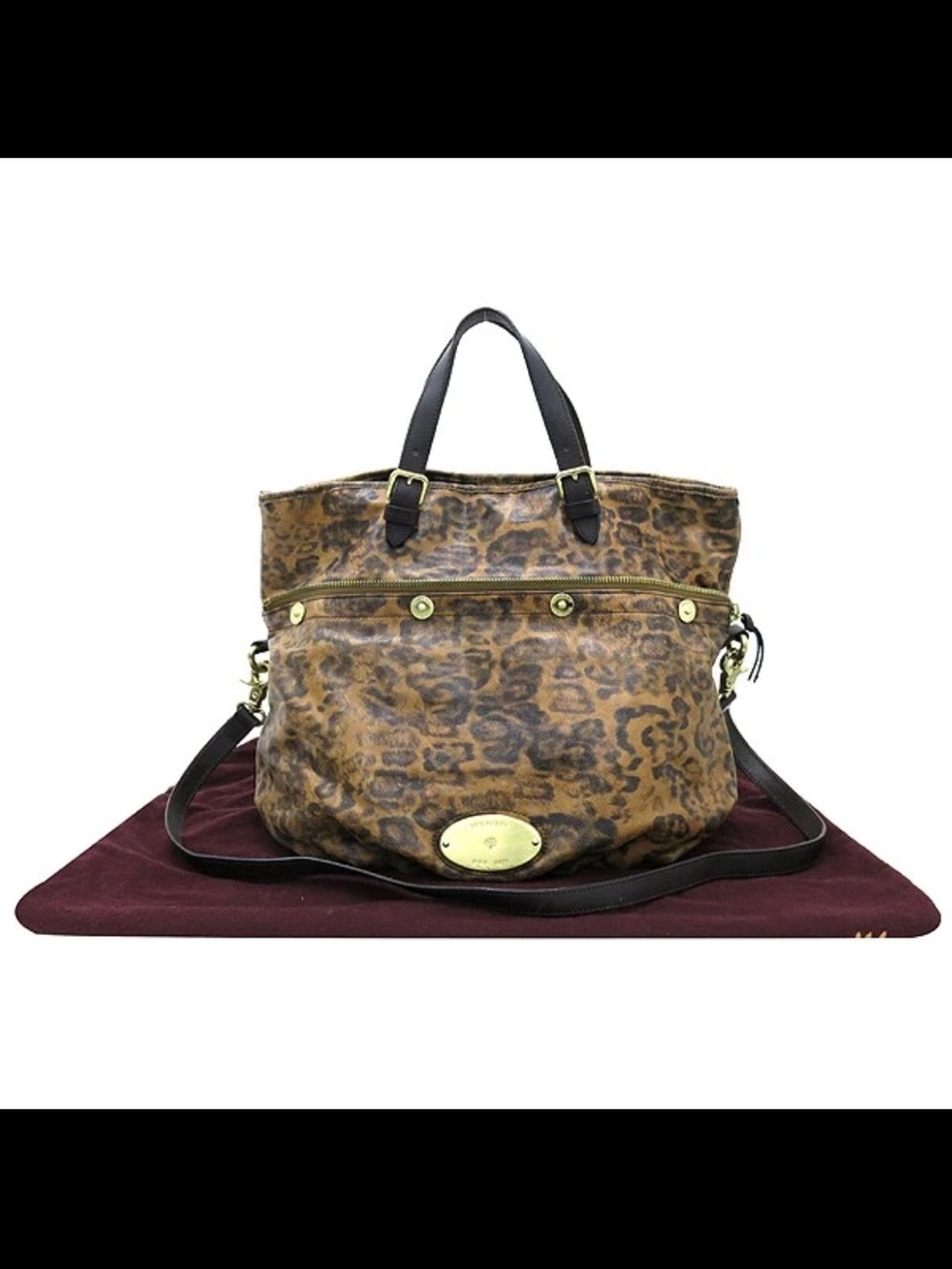 Mulberry Leopard-Print Shoulder Bag with Black Handles